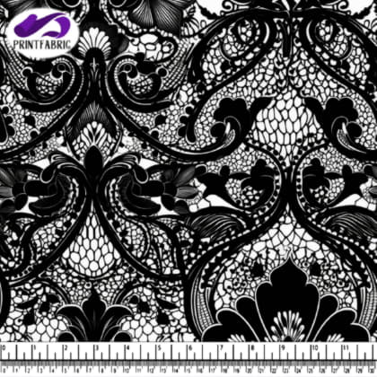 Motif de dentelle noire et blanche ornementale sur fond blanc