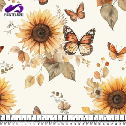 Sunflowers and Butterflies in Nature