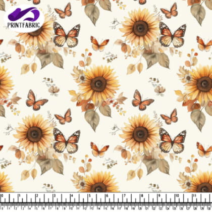 Sunflowers and Butterflies in Nature