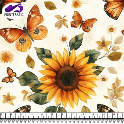 Colorful Butterflies and Sunflowers Pattern