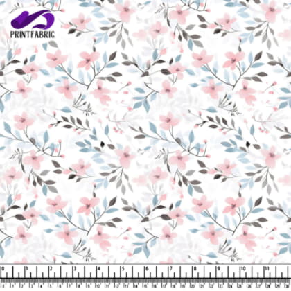 Papier peint floral avec fleurs roses, bleues et grises