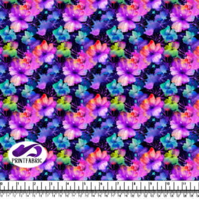 Motif Floral Coloré sur Fond Noir