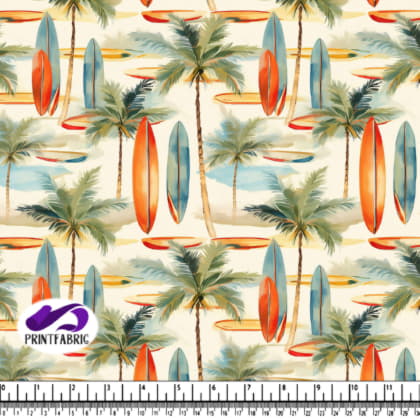 Planche de Surf Colorée et Palmier