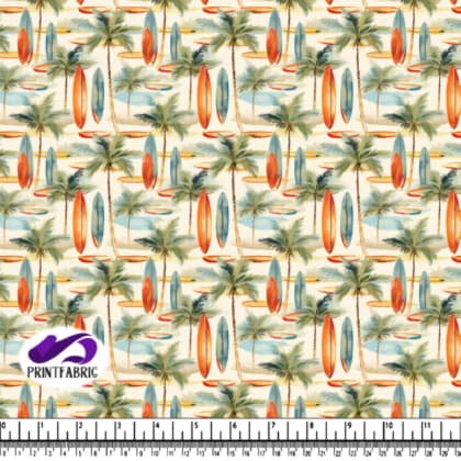 Planche de Surf Colorée et Palmier