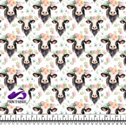 Peintures aquarelles de deux vaches avec des couronnes florales