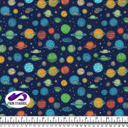 Planètes Colorées et Étoiles sur Fond Bleu Foncé