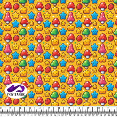 Jolis Biscuits Champignon, Fraise et Étoile sur Fond Orange