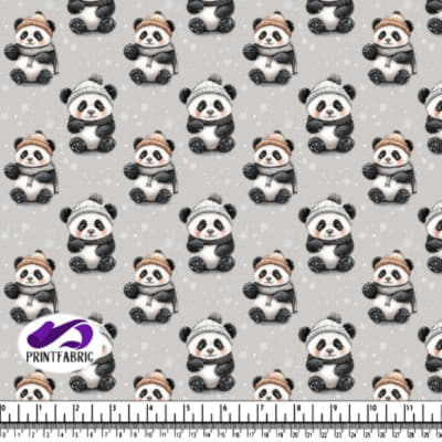 Mignons Pandas Dessinés en Vêtements d'Hiver