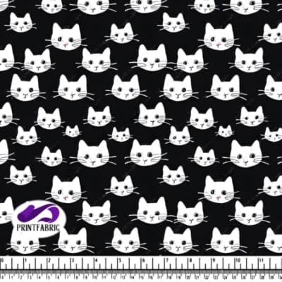 Dessins de têtes de chats blancs sur fond noir