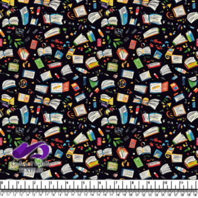 Motif de Livres Colorés sur Fond Noir