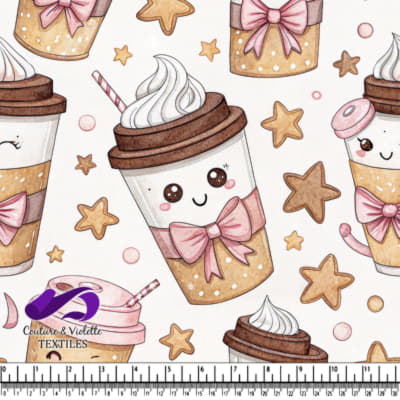 Mignonne Tasse de Café et Biscuit avec Visages Kawaii