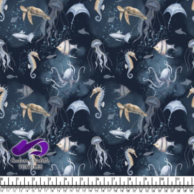 Vie marine sous-marine sur un fond bleu sombre