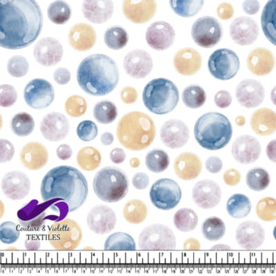 Bulles aquarelle bleu, violet et beige