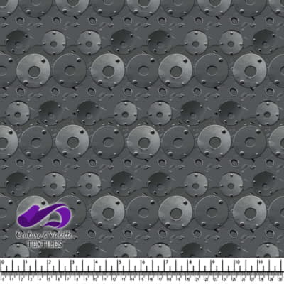 Patterned grey circular and geometric embossed designs