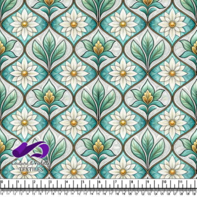 Vintage Floral Pattern with Leaves and White Flowers