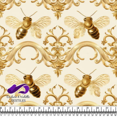 Golden Honeybee Pattern with Baroque Ornament Design