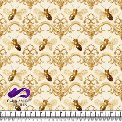 Golden Honeybee Pattern with Baroque Ornament Design