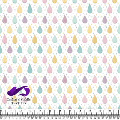 Pastel Color Raindrop Pattern on White Background