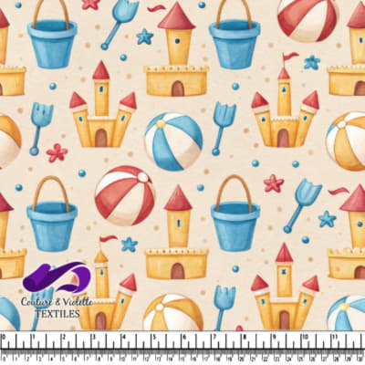 Beach Sandcastle Buckets and Balls Summer Pattern