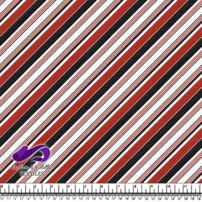Diagonal Striped Pattern in Red Black and White Colors