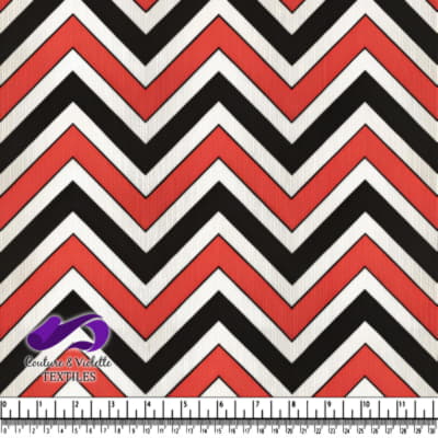 Red Black and White Chevron Zigzag Pattern Textile Fabric