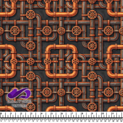 Arrière-plan de Motifs de Tuyaux et Vannes Industriels en Cuivre