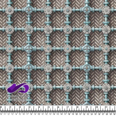 Industrial Metal Pipes and Valves Pattern on Metal Plate Background