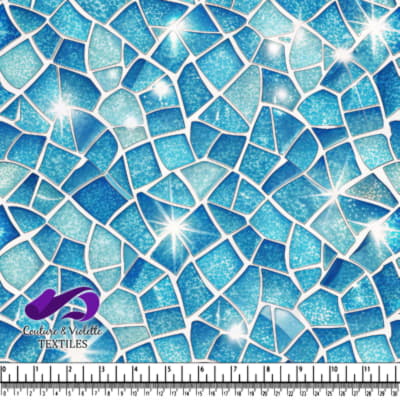 Sparkling Blue Mosaic Fabric Pattern