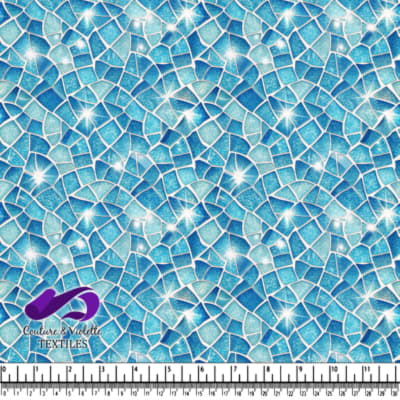 Sparkling Blue Mosaic Fabric Pattern