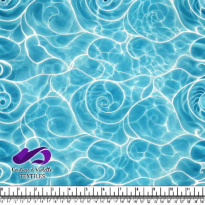 Blue Water Swirl Pattern Fabric Design