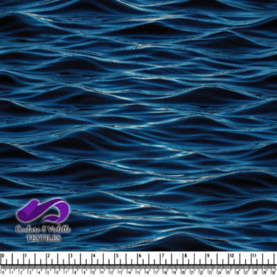 Dark Blue Ocean Waves Pattern Fabric Design