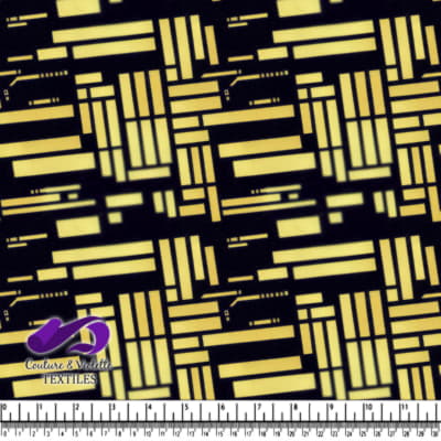 Close up of metal with various sized rectangular cutouts