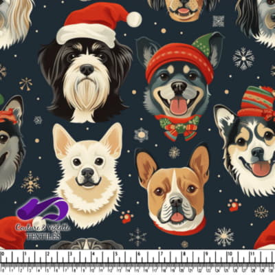 Festive Dog Faces with Holiday Hats and Scarves