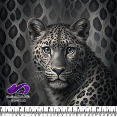 Léopard aux yeux perçants sur fond sombre