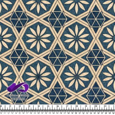 Motif floral géométrique vintage en bleu marine