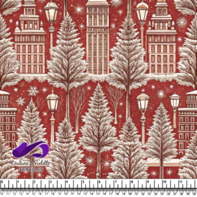 Vintage Christmas cityscape with snow