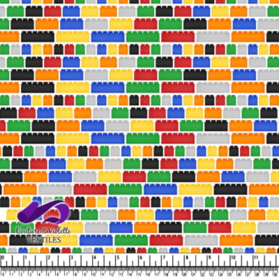 Motif coloré de briques de construction en plastique entrelacées