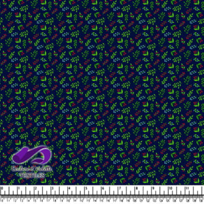 Petites feuilles vertes et motifs de baies rouges et bleues