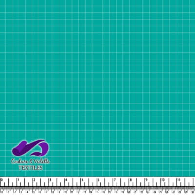 Tissu bleu sarcelle avec des lignes blanches en grille