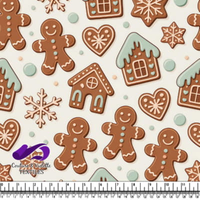 Maisons décorées de biscuits en pain d'épice et de flocons de neige