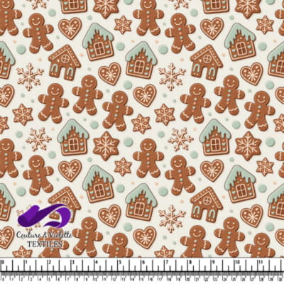 Maisons décorées de biscuits en pain d'épice et de flocons de neige