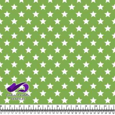 Green fabric with white star pattern