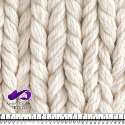 Gros plan sur un épais tricot crémeux