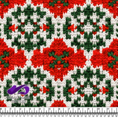 Motif de flocon de neige tricoté rouge, vert et blanc
