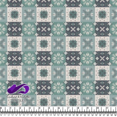 Motif de patchwork flocon de neige d'hiver dans des nuances de bleu et de gris