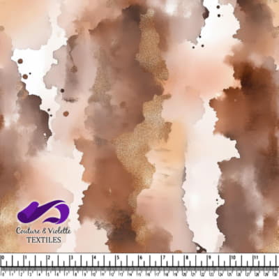 Brown and beige watercolor abstract textile pattern with vertical streaks