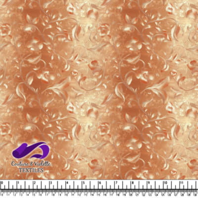 floral cuivré avec texture en relief et motifs de feuilles complexes