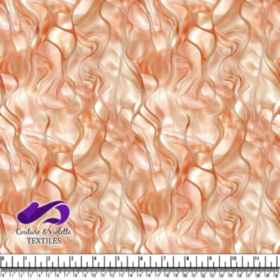 Abstract peach and beige wavy textured fabric
