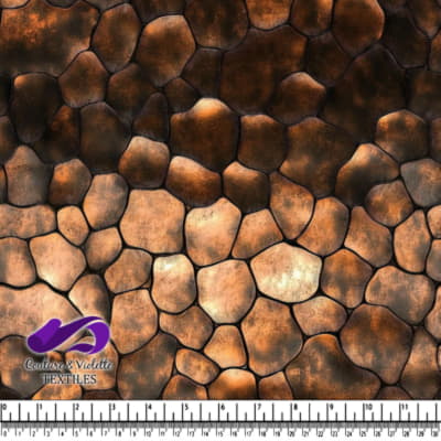 Textured irregular stone pattern fabric with brown and beige tones