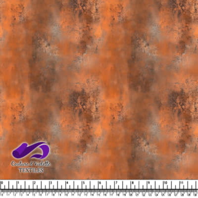 Tissu texturé rouille et patine dans des teintes orange et marron